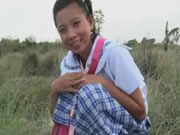 Real Life Asian Schoolgirl Outdoors