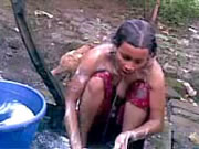 Bangla Shameless Village Cousin Bathing Outdoor