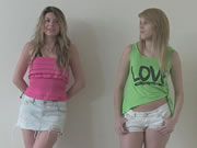 Two cute girls in jeans