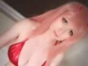 Sexy Big Boobs Cosplayer Pink Hair