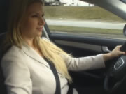 Carol Goldnerova Boobs Out While Driving Car